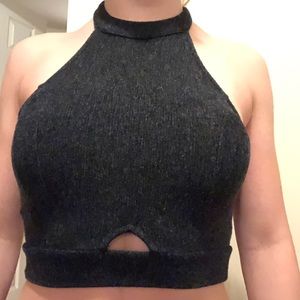 Charcoal Cropped Halter Top
